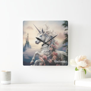 Det vackra Unicorn Fyrkantig Klocka