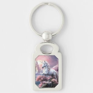 Det vackra Unicorn Rektangulärt Silverfärgad Nyckelring