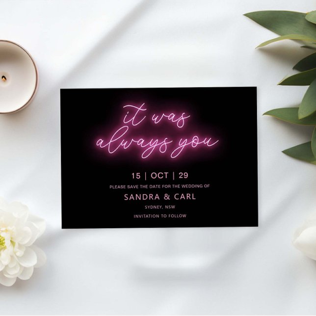 Det var alltid du som sparade Neon Glow Light datu Inbjudningar (Skapare uppladdad)