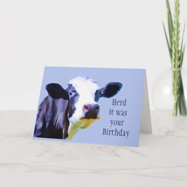 Det var din födelsedagshoppets Roligt Cow Humor Kort (Framsida)