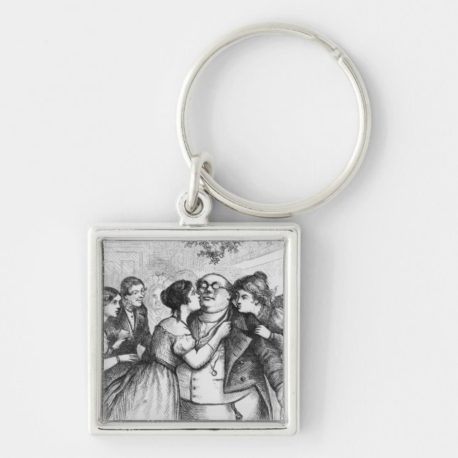 Det var en angenäm sak som ser Herr Pickwick Fyrkantig Silverfärgad Nyckelring (Framsidan)