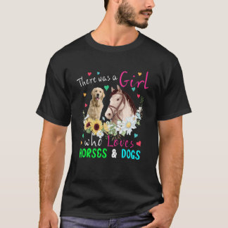Det var en flicka som älskade hästar och Hundar Bl T Shirt