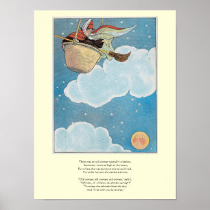 Det var en gammal kvinna i basket, Rhyme Poster