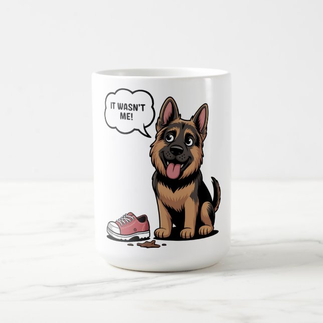 Det var inte jag Rolig tysk shepherd valp förstörd Kaffemugg (Center)