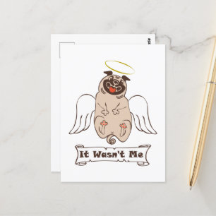 Det var inte min ängel som pug roligt citat vykort