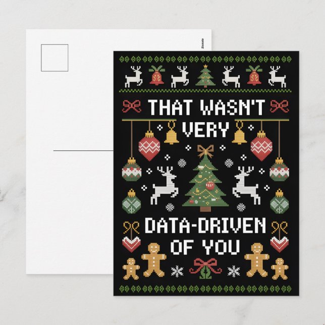 Det var inte särskilt datadrivet av dig, roliga da helg vykort (Fram/baksida)