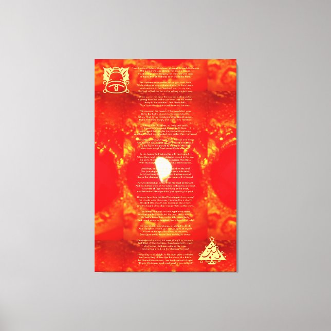 Det var natten före jul, Dikt Red Candle Canvastryck (Framsida)