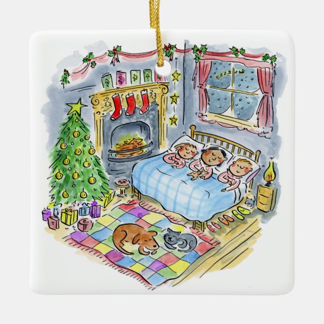 Det var natten före jul julgransprydnad keramik (Framsida)