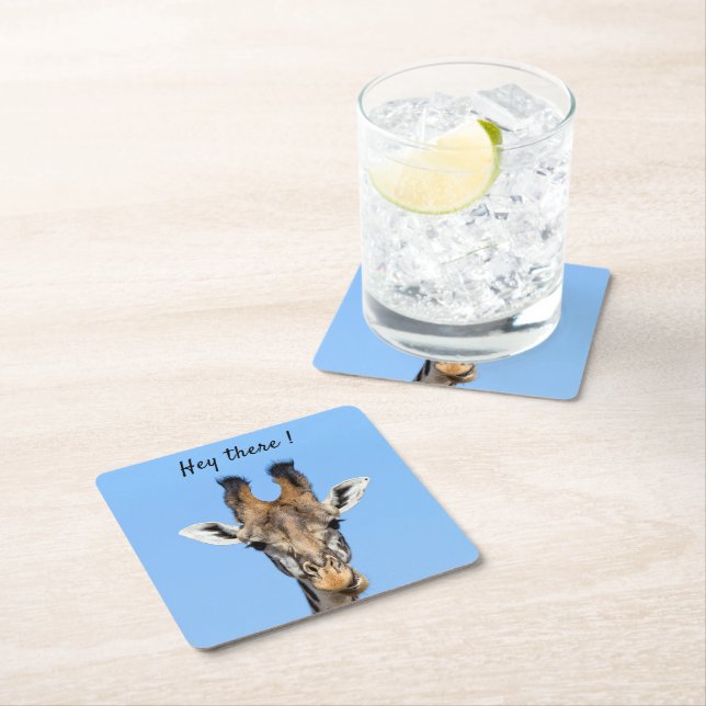 Det var roligt Giraffe-foto med text Underlägg Papper Kvadrat (Insitu)