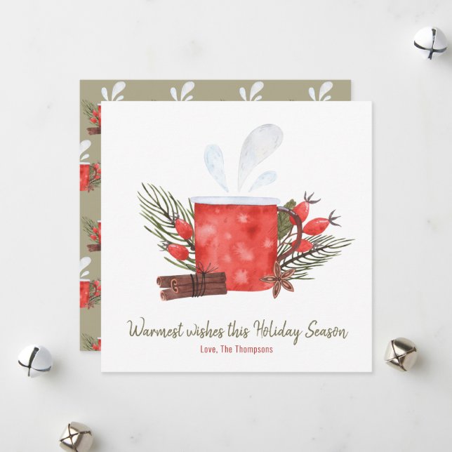 Det varmaste Helgdag Mysiga Mugg Julkort (Fram/Back In Situ)