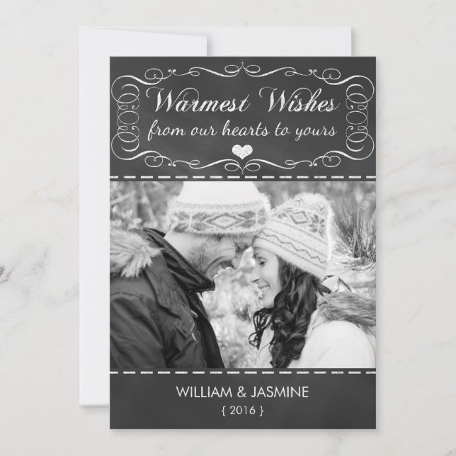 Det varmaste Önskemål-chalkboard-julkortet för jul Julkort (Framsida)