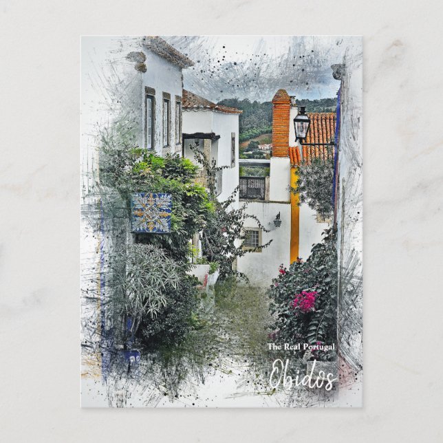 Det verkliga Portugal- Obidos Vykort (Framsida)