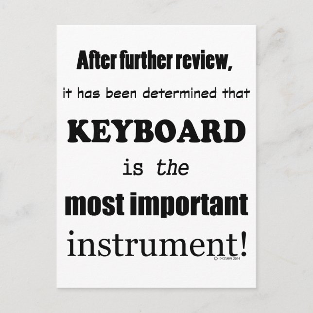 Det viktigaste instrumentet tangentbord vykort (Framsida)