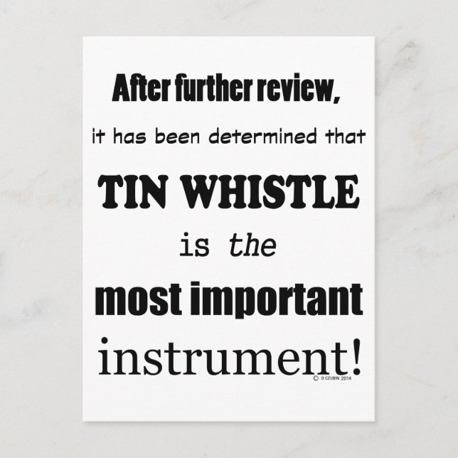 Det viktigaste instrumentet Tin Whistle Vykort (Framsida)