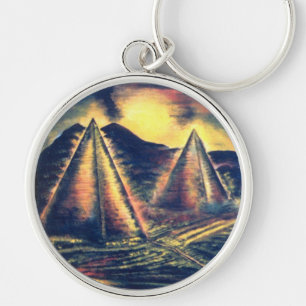Det vila stället, pyramider rund silverfärgad nyckelring