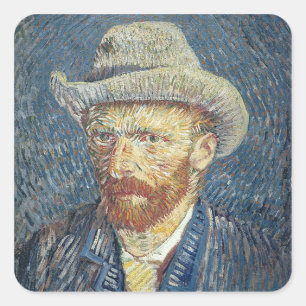 Det Vincent Van Gogh självporträtt med klädde Fyrkantigt Klistermärke
