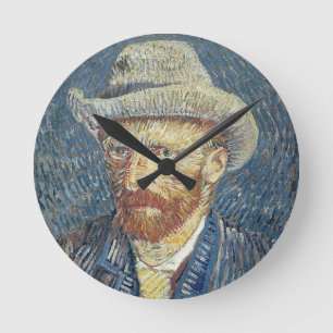 Det Vincent Van Gogh självporträtt med klädde Rund Klocka