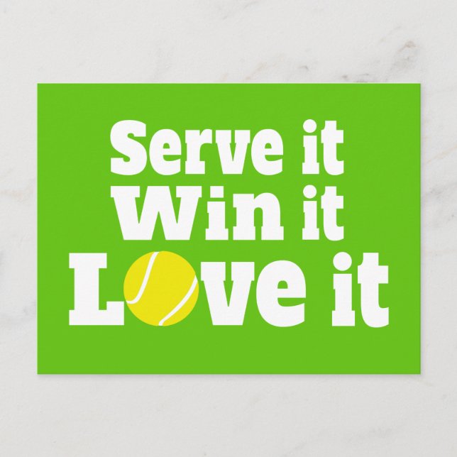  det, vinna det, kärlek det tennissportvykort vykort (Framsida)