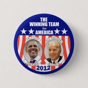 Det vinnande laget för Amerika: Obama & Biden Knapp