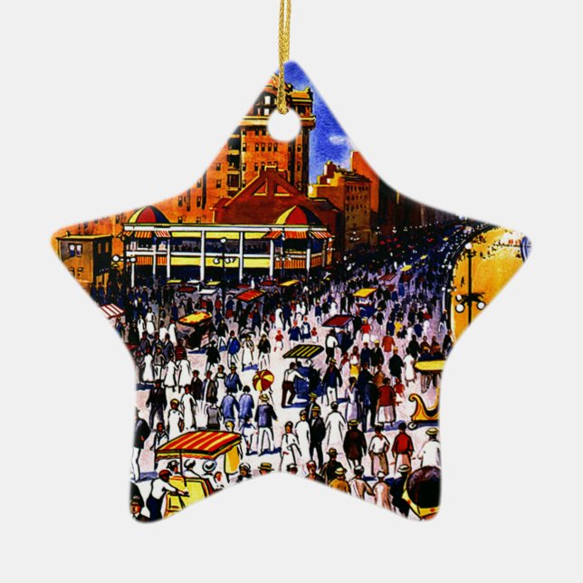 Det vintageAtlantic City tåg reser Julgransprydnad Keramik (Framsidan)