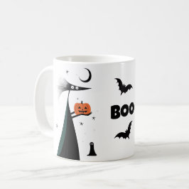 Det vismliga Halloween "BOO!" med talande tecken Kaffemugg