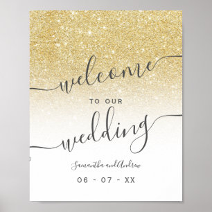 Det vita manuset chic glitter välkomnar bröllop poster
