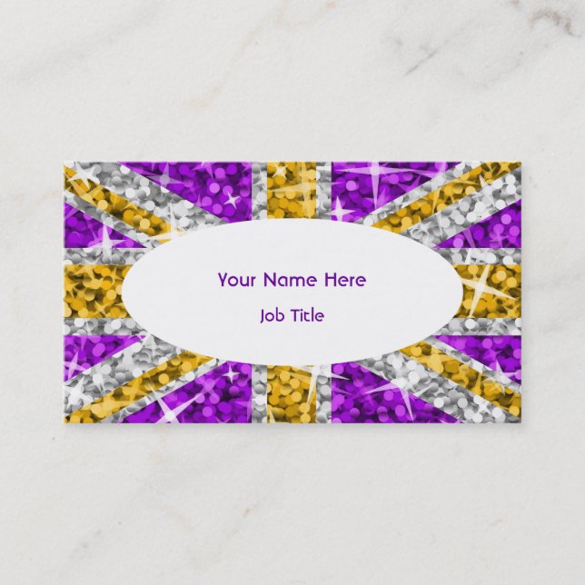 Det vita ovala affärskortet Glitz UK "Guld" Visitkort (Framsida)