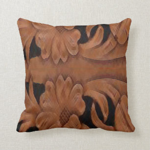 Det westerna bearbetade lädertrycket ser kudde