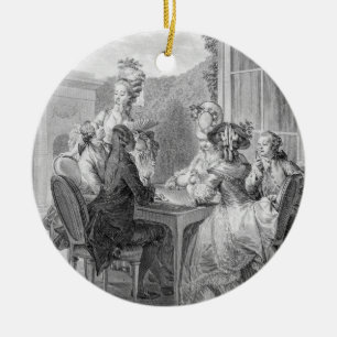 Det Whist partyet, 1783, inristat av Jean Dambrun Julgransprydnad Keramik