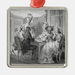 Det Whist partyet, 1783, inristat av Jean Dambrun Julgransprydnad Metall