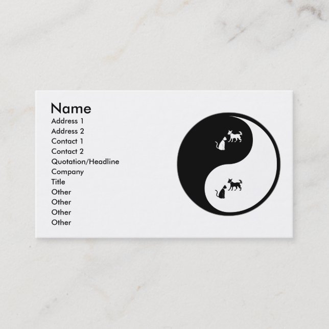 Det Yin Yang djur kontrollerar Visitkort (Framsida)