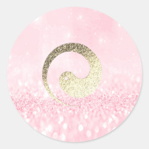 Det Ying Yang symbolet balanserar rosa guld stegar Runt Klistermärke