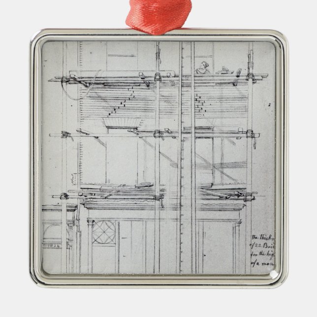 Det yttre av Issacs hus som målas Julgransprydnad Metall (Framsidan)