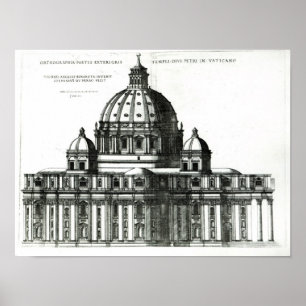 Det yttre av Sts Peter Basilica i Rome Poster