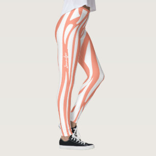 Det Zebra mönstrad Trendiget i Monogram Rosa Coral Leggings