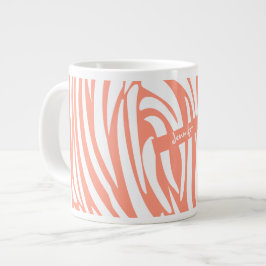 Det Zebra mönstrad Trendiget Monogram Coral rosa S Jumbo Mugg
