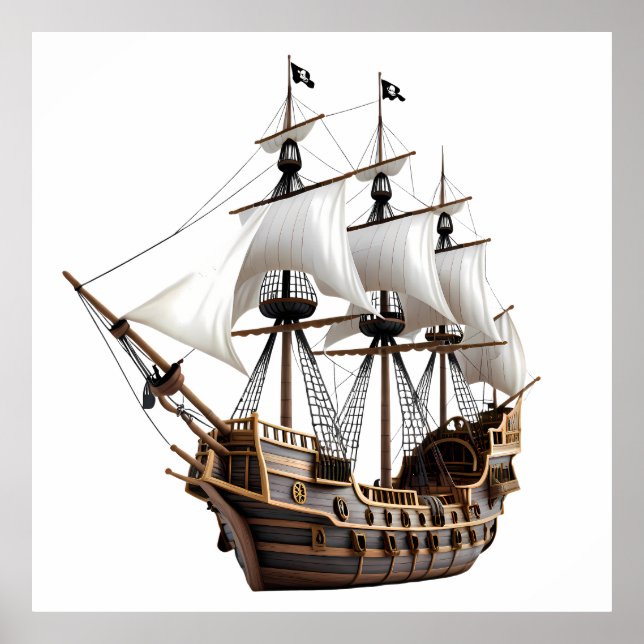 Detailed 3D Rendering of a Pirate Ship Poster (Framsidan)