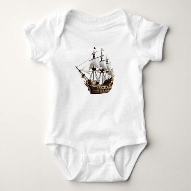 Detailed 3D Rendering of a Pirate Ship T Shirt (Framsida)
