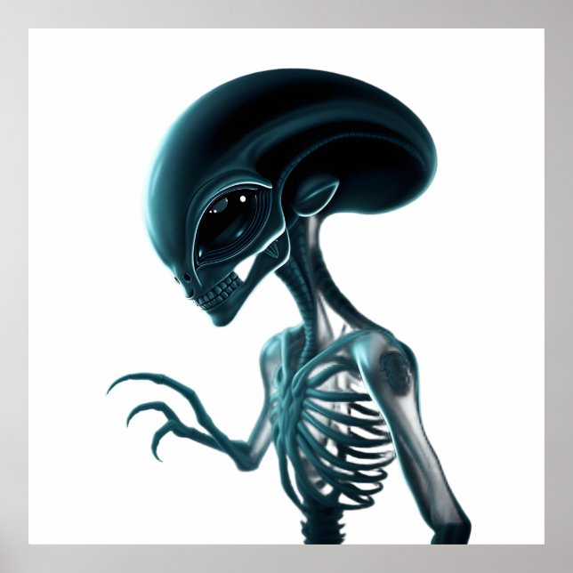 Detailed Alien with Skeletal Structure Visible Poster (Framsidan)