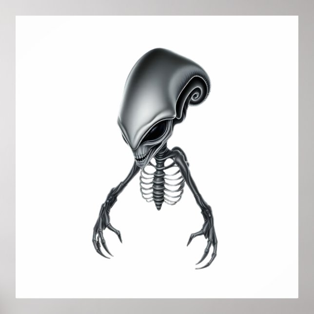 Detailed Alien with Visible Skeletal Structure Poster (Framsidan)