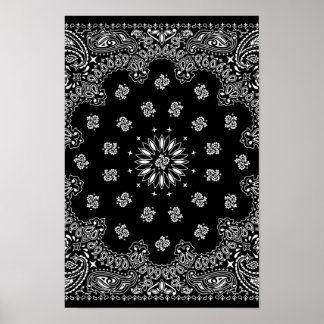 Detailed Black Bandanna Mönster Poster