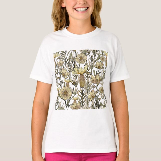 Detailed Floral Pattern T Shirt (Framsida)