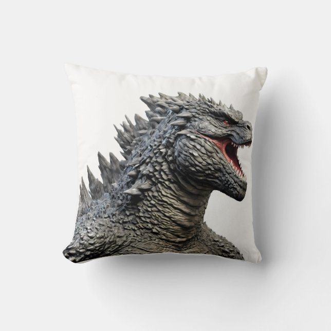 Detailed Head of Roaring Godzilla Monster Kudde (Framsida)