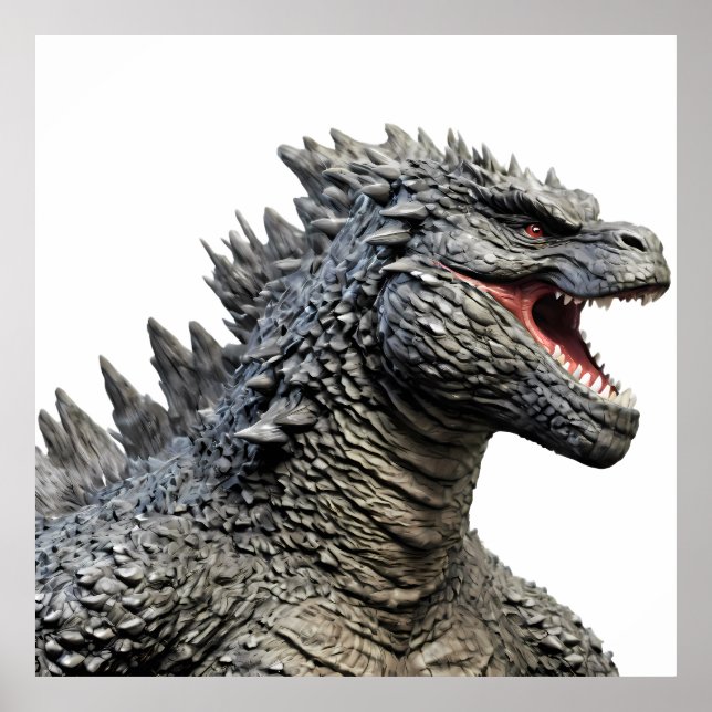 Detailed Head of Roaring Godzilla Monster Poster (Framsidan)