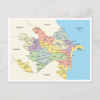 Detailed map of Azerbaijan Regions Vykort