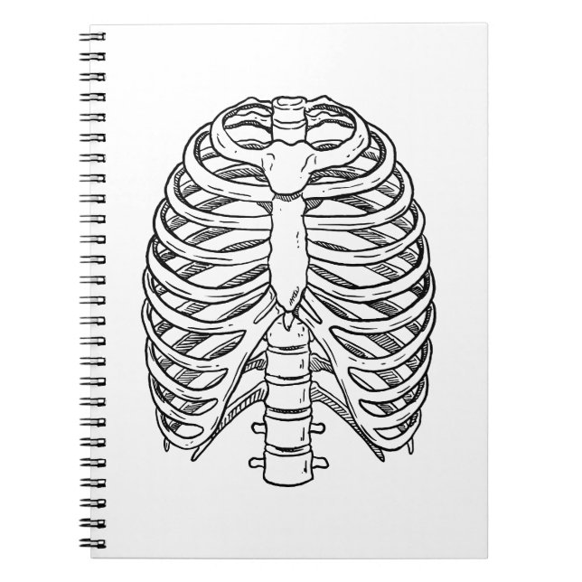 Detailed Rib Cage Anatomy Line Art Anteckningsbok (Framsidan)
