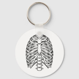 Detailed Rib Cage Anatomy Line Art Nyckelring