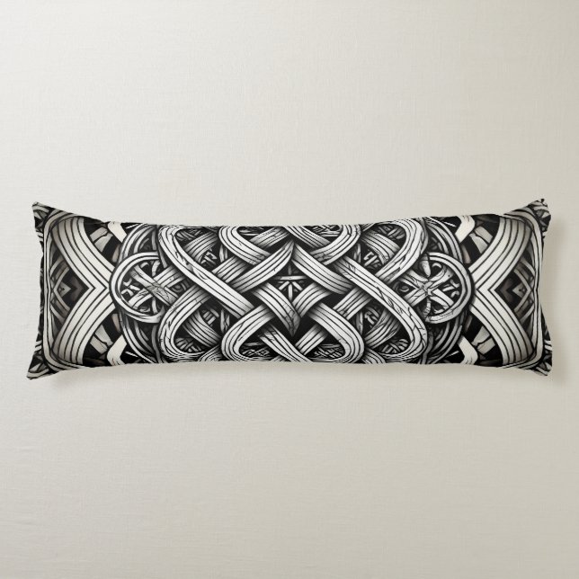 Detaillierte Schwarz-Weißer keltischer Knoten 0001 Kroppskudde (Framsidan)