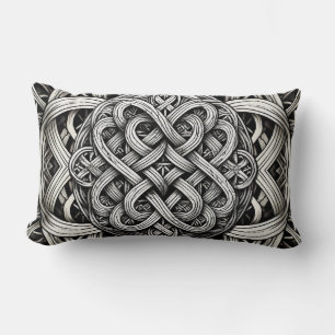 Detaillierte Schwarz-Weißer keltischer Knoten 0001 Lumbarkudde