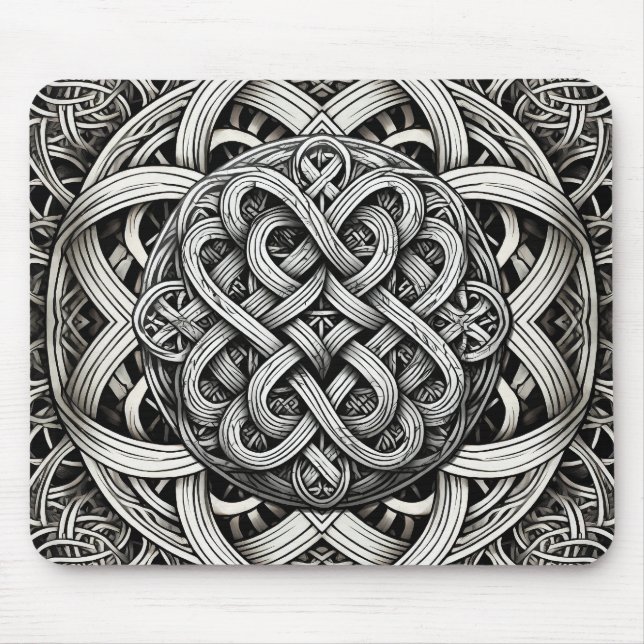 Detaillierte Schwarz-Weißer keltischer Knoten 0001 Musmatta (Framsidan)